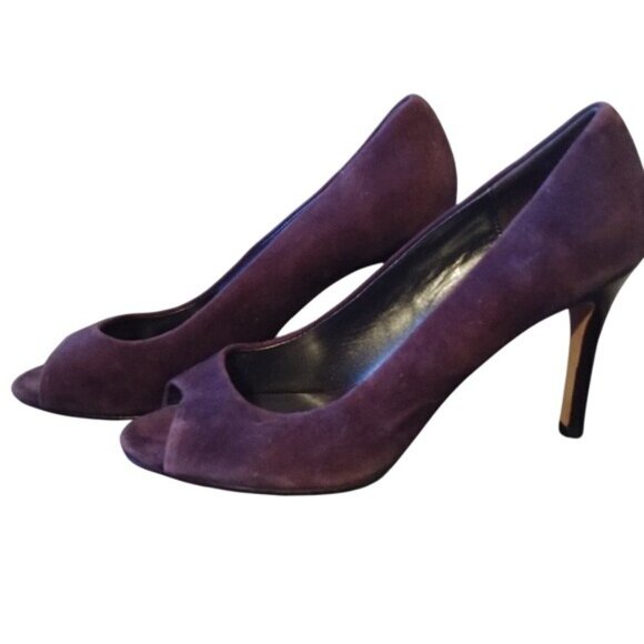 Barneys New York Womens Size 7 Purple Suede Peep Toe Heels 4" Stiletto Spike - Picture 3 of 7